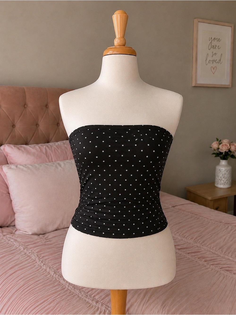 & Other Stories Black Polka Dot Strapless Bandeau